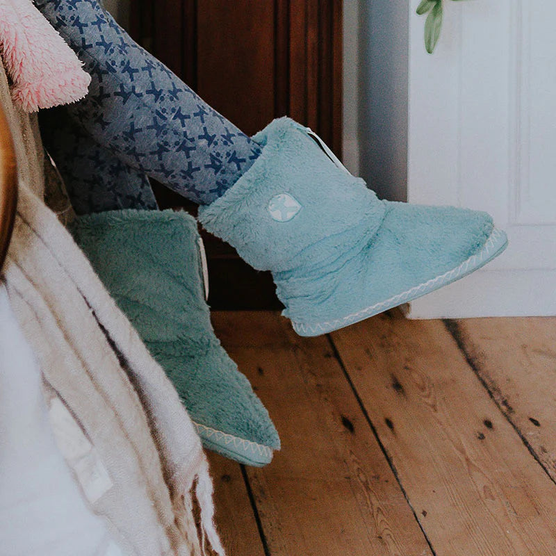 Bedroom Athletics Marilyn Faux Fur Slipper Boot Seafoam on model lifestyle