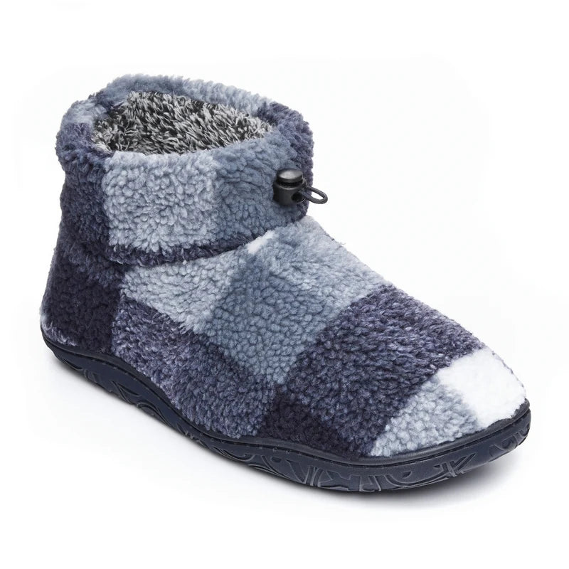 Bedroom Athletics Neeson Sherpa Slipper Boot Navy Check Single main