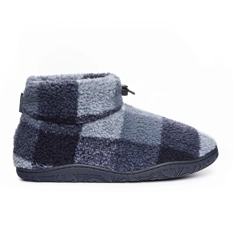 Bedroom Athletics Neeson Sherpa Slipper Boot Navy Check Single side