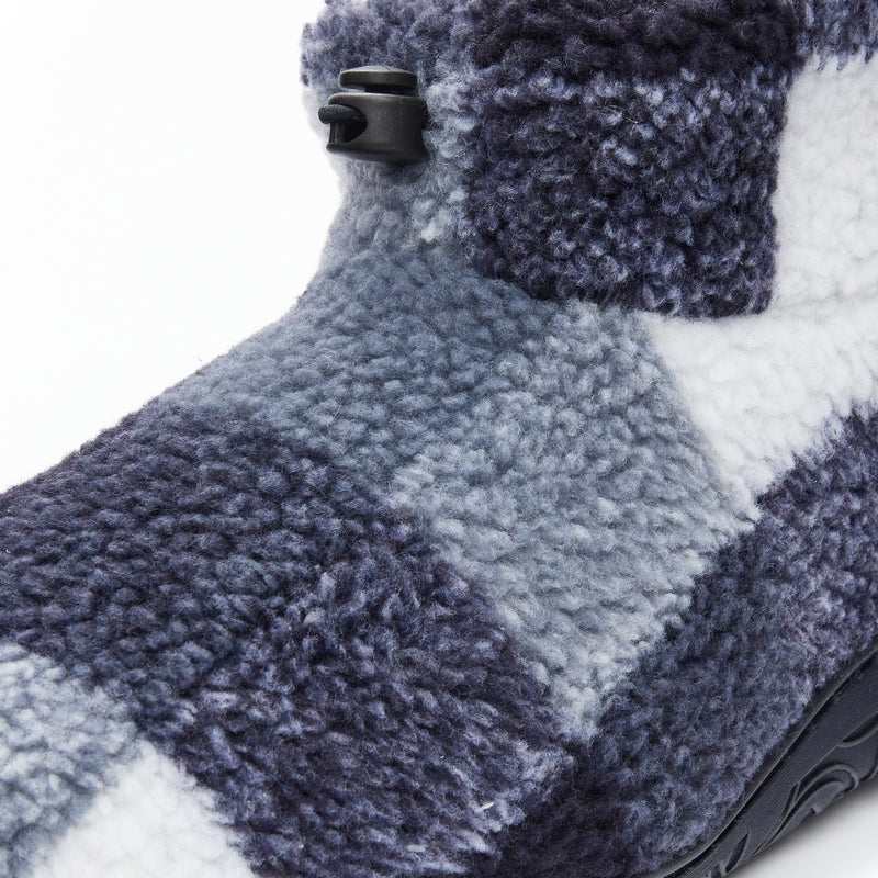 Bedroom Athletics Neeson Sherpa Slipper Boot Navy Check Single detail