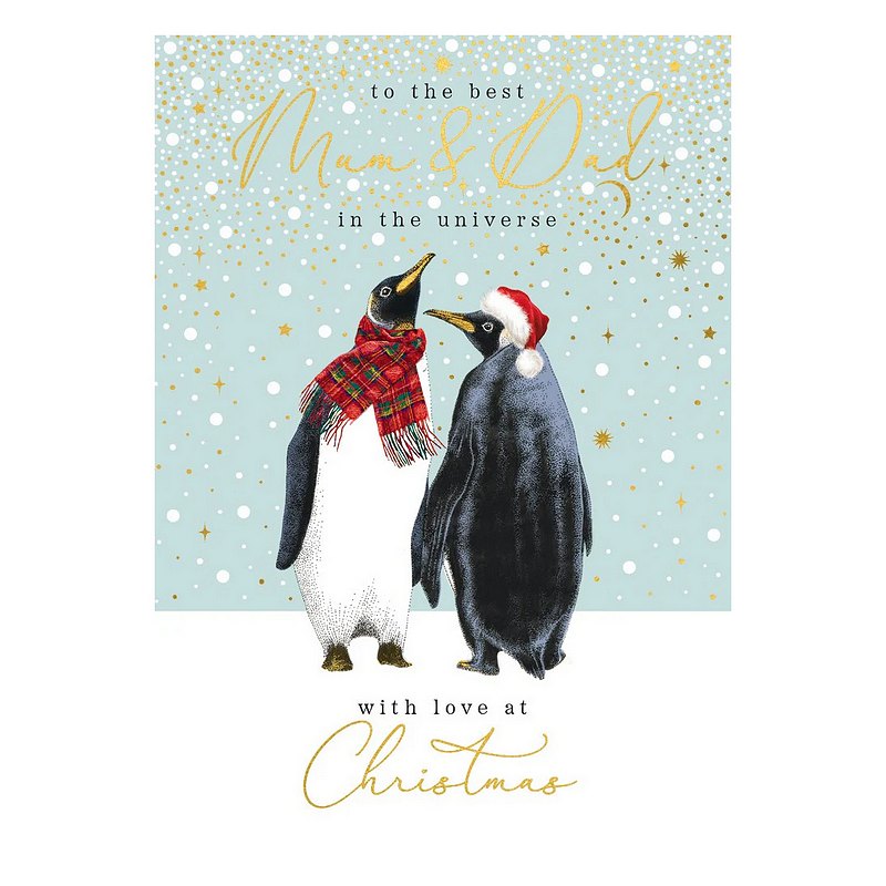 Best Mum & Dad Penguins Christmas Card AFRX257 front