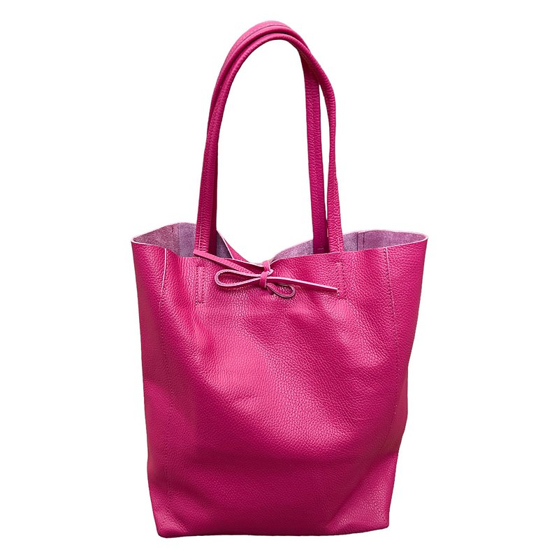 Big Leather Tote in Fuchsia PL215 front