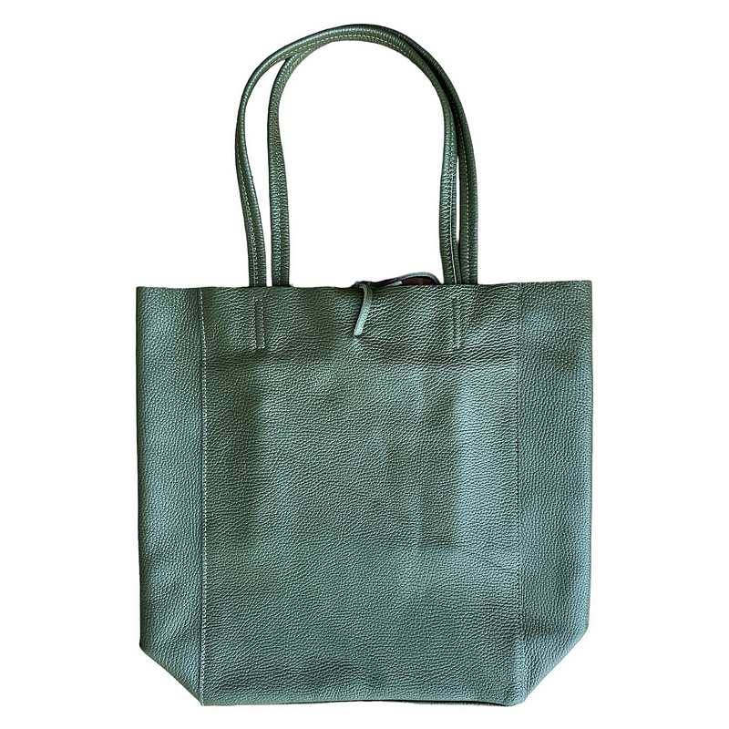 Big Leather Tote in Olive Green rear