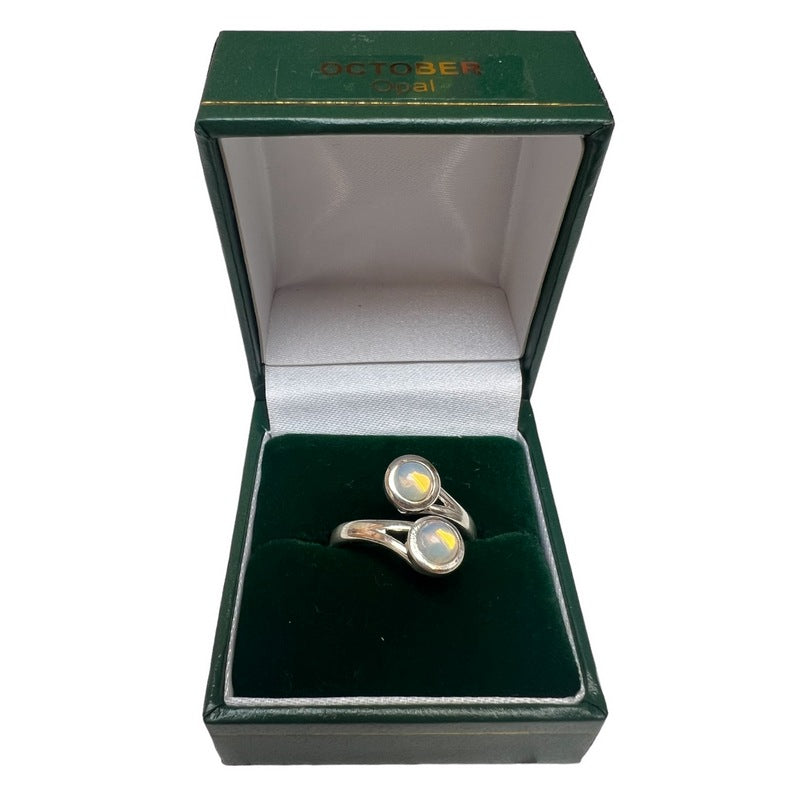 October Birth Rings October Birth Stone Pewter Ring with Opal Gemstones