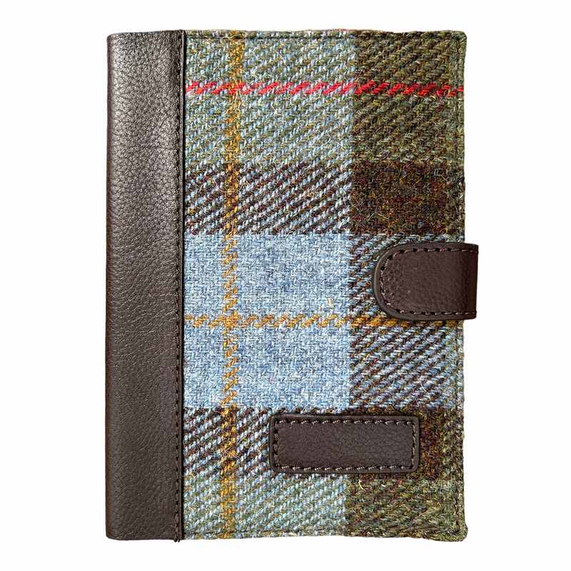 Brown Leather & MacLeod Tweed Covered A6 Notebook front