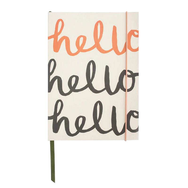 Caroline Gardner A5 Hello Notebook AFN123 front with elastic