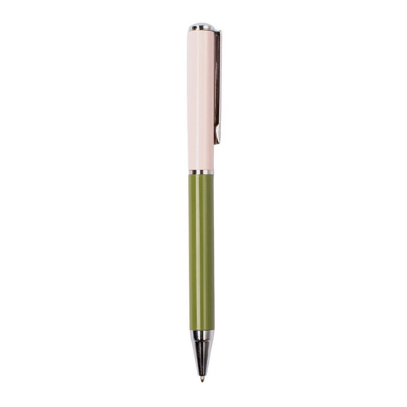 Caroline Gardner Ballpoint Pen Pale Pink & Olive Green PEN132 main