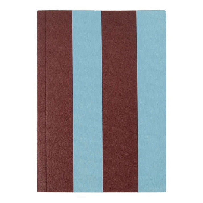 Caroline Gardner Blue and Wine Stripe A6 Thin Softback Notebook MNB107 front