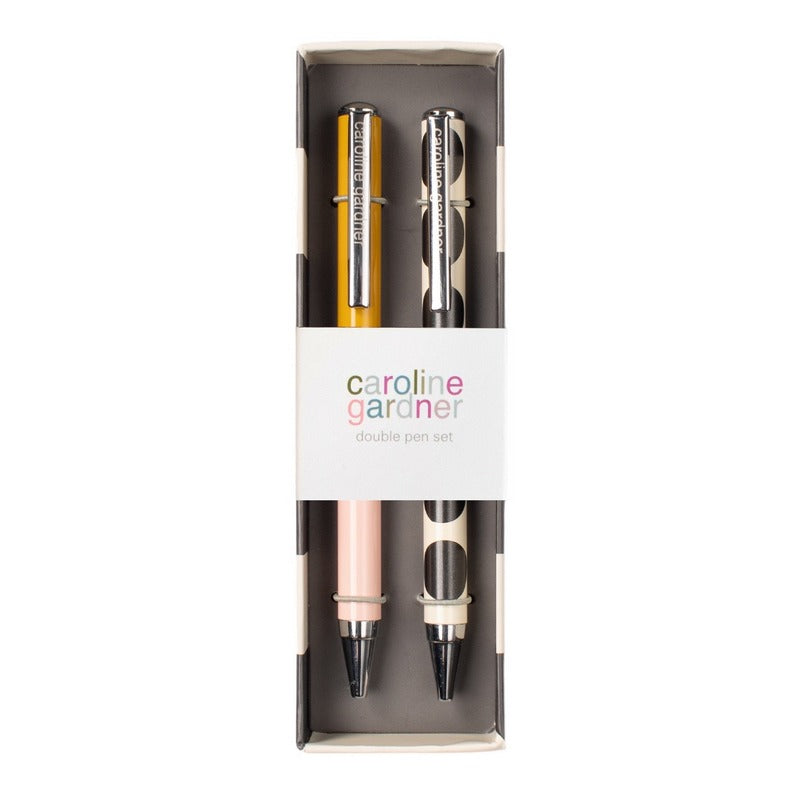 Caroline Gardner Colour Block & Mono Spot Ballpoint Pen Set TPN103 boxed