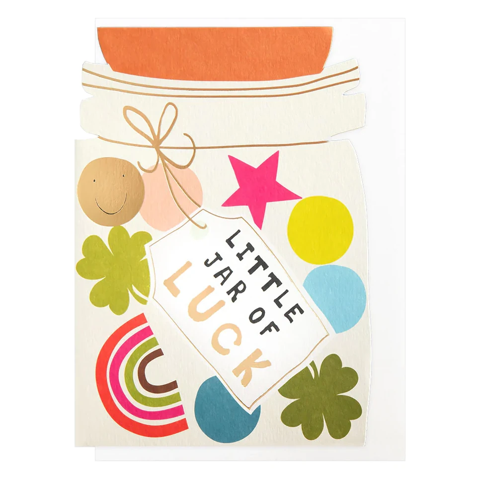 Caroline Gardner Colourful Jar of Luck Good Luck Card LIT005 front