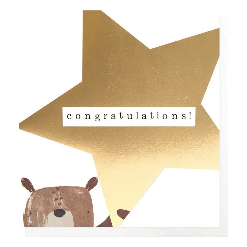 Caroline Gardner Congratulations Bear &amp; Gold Star Card RAN004 front