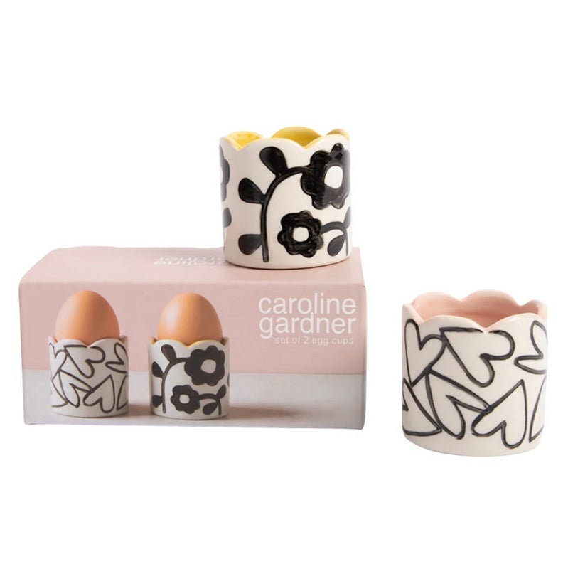 Caroline Gardner Flower and Heart Egg Cups Set BEC100 with box