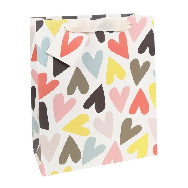 Caroline Gardner Jumbled Hearts Large Gift Bag GBM747 front