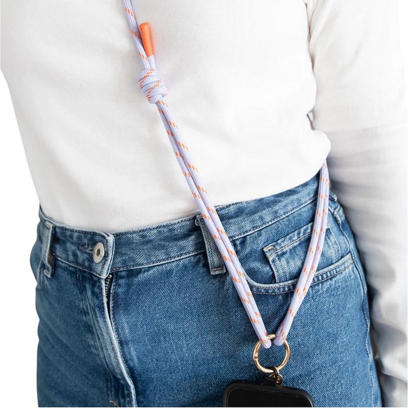 Caroline Gardner Lilac & Orange Cord Crossbody Phone Strap LPS102 on model