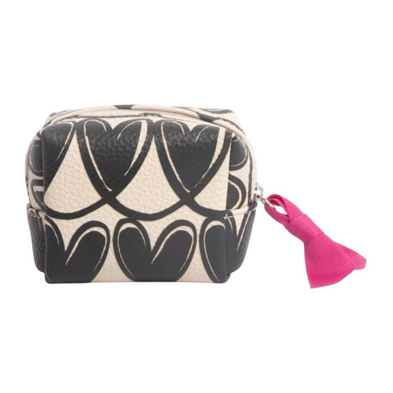 Caroline Gardner Mono Linked Hearts Ultra Mini Cube Cosmetic Bag UMC102 front
