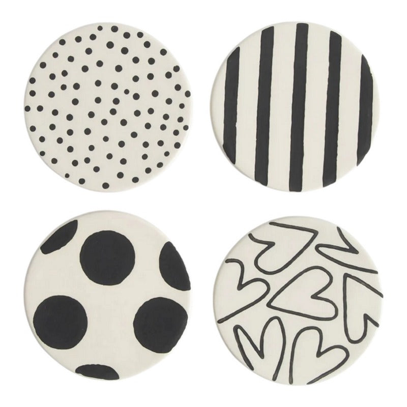 Caroline Gardner Mono Mixed Print Set of 4 Ceramic Coasters CST103 selection