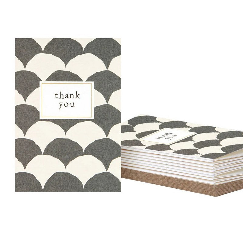 Caroline Gardner Mono Pattern Thank You Pack of Ten Notecards PQE270