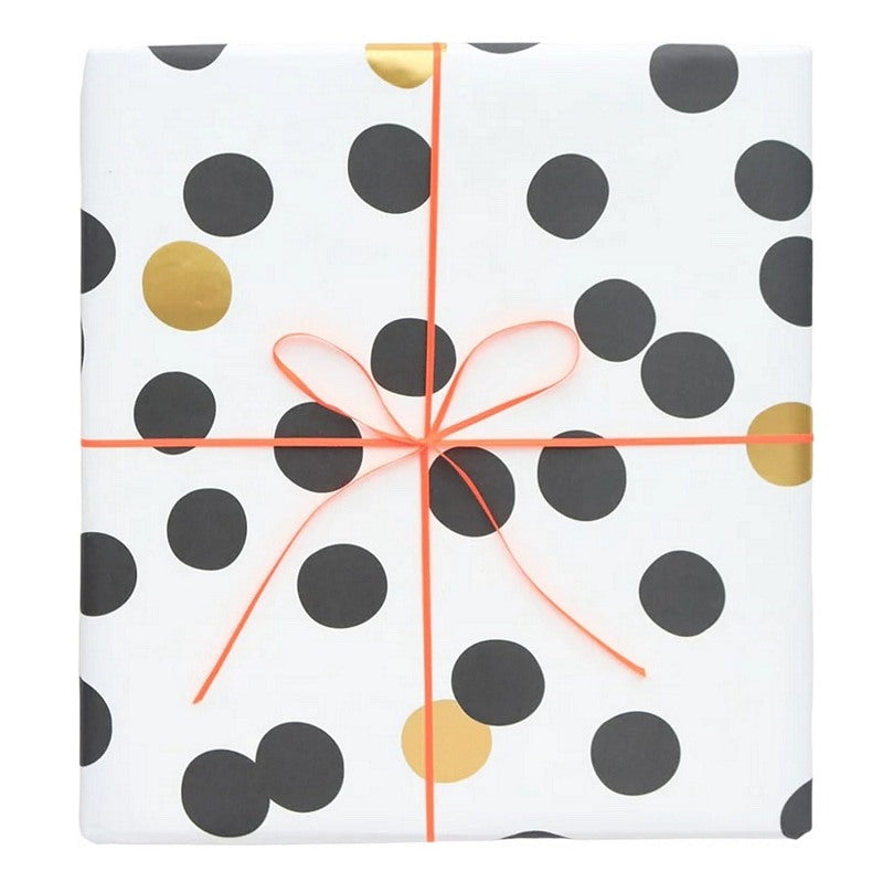 Caroline Gardner Mono & Gold Spot Gift Wrapping Paper GWL533 in use