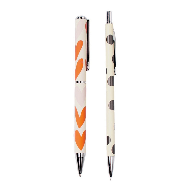 Caroline Gardner Orange Hearts Pen & Mono Spot Pencil Set PPN101 main