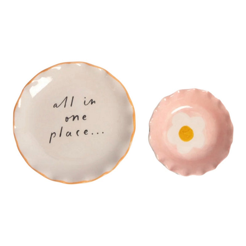 Caroline Gardner Pink Flower Trinket Bowls TRN101 top