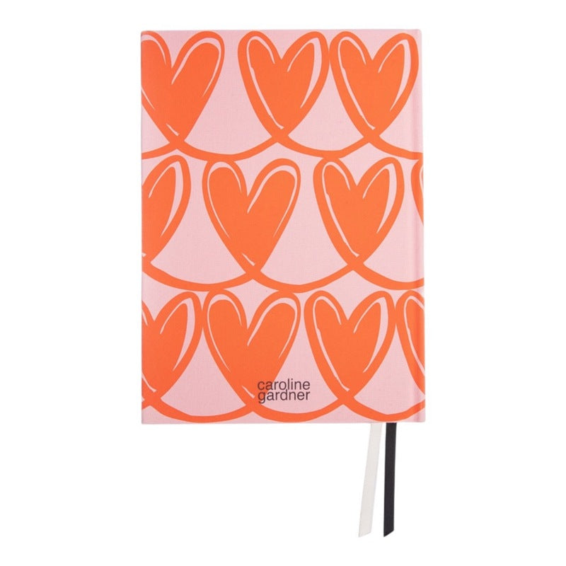 Caroline Gardner Pink Heart 3 Section A5 Hardback Notebook NTB102 rear