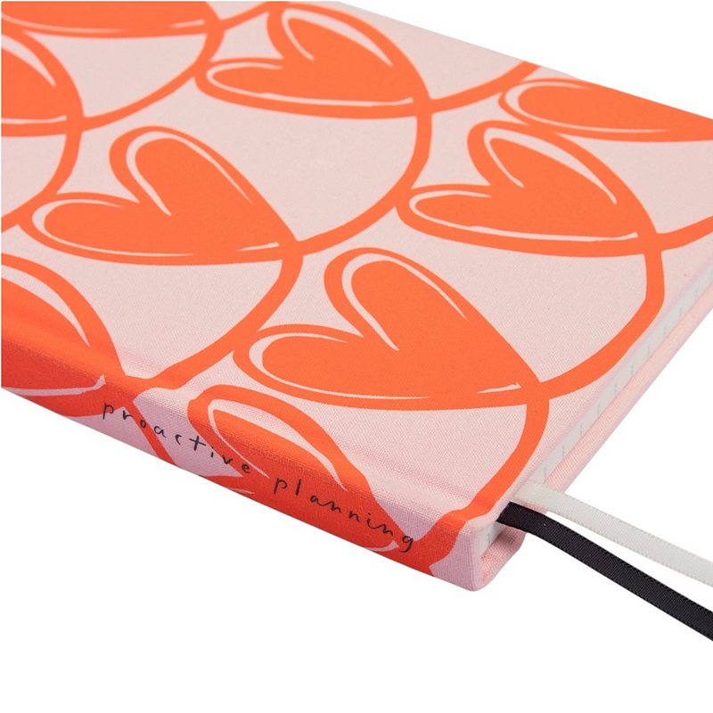 Caroline Gardner Pink Heart 3 Section A5 Hardback Notebook NTB102 spine