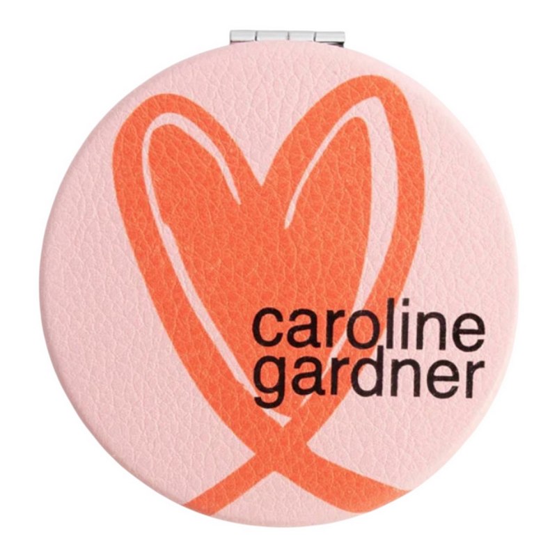 Caroline Gardner Round Pocket Mirror Pink Orange Heart PKM165 rear