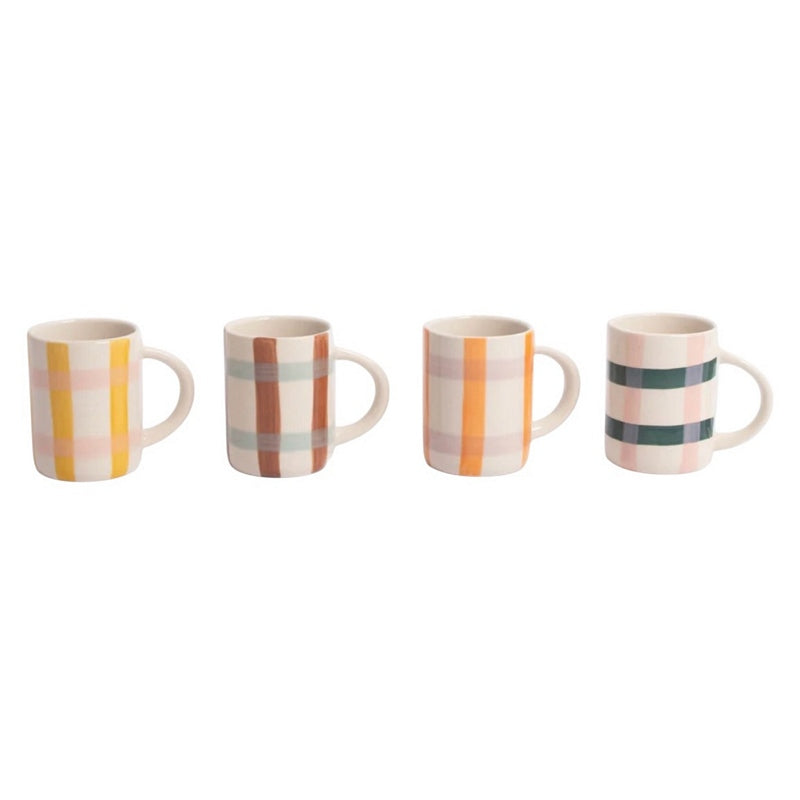 Caroline Gardner Set of 4 Multi Check Espresso Cups BES100 selection