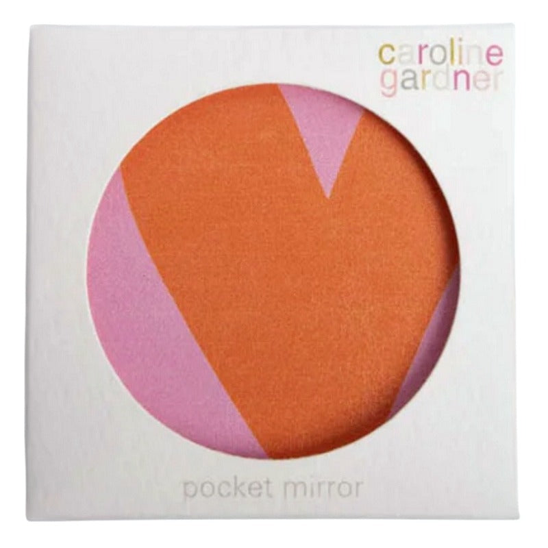 Caroline Gardner Square Pocket Mirror Colourblock Heart PKM153 packaged