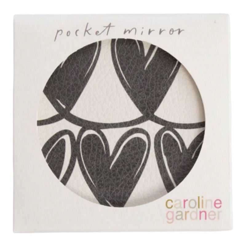 Caroline Gardner Square Pocket Mirror Mono Linked Hearts PKM166 boxed