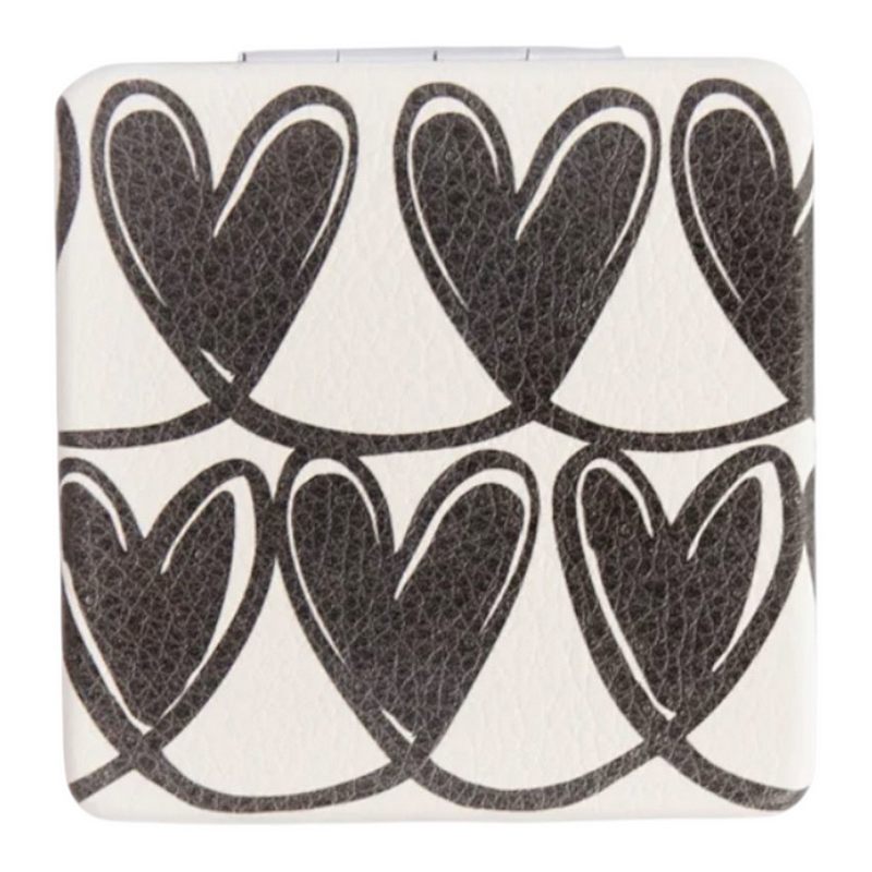 Caroline Gardner Square Pocket Mirror Mono Linked Hearts PKM166 front