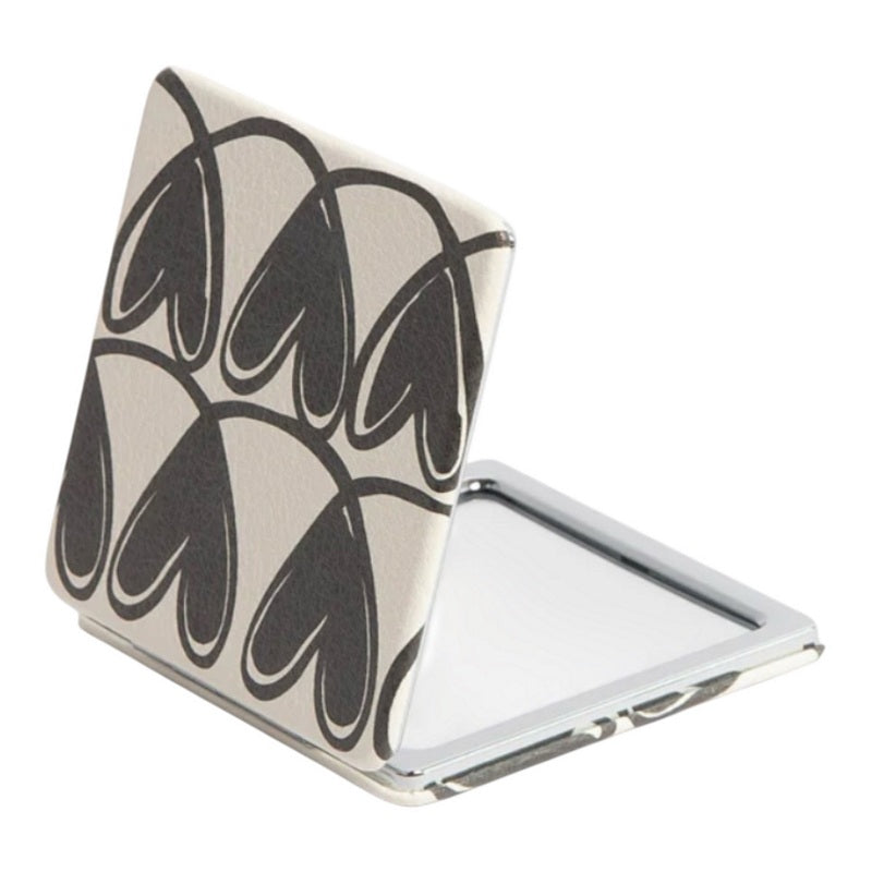 Caroline Gardner Square Pocket Mirror Mono Linked Hearts PKM166 open