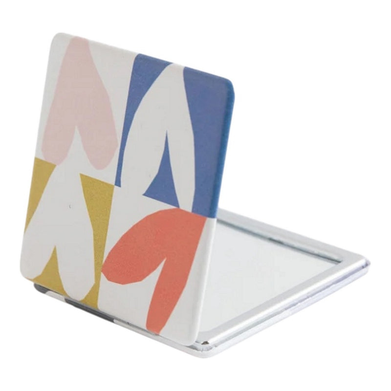 Caroline Gardner Square Pocket Mirror Multi Checkmate Hearts PKM160 open