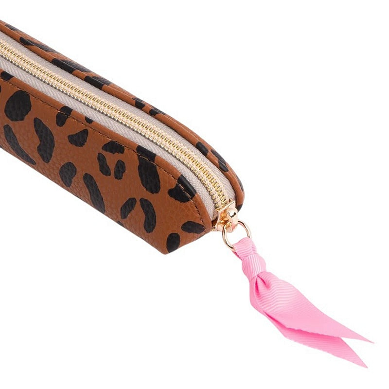 Caroline Gardner Tan Leopard Pencil Case EPC155 closed