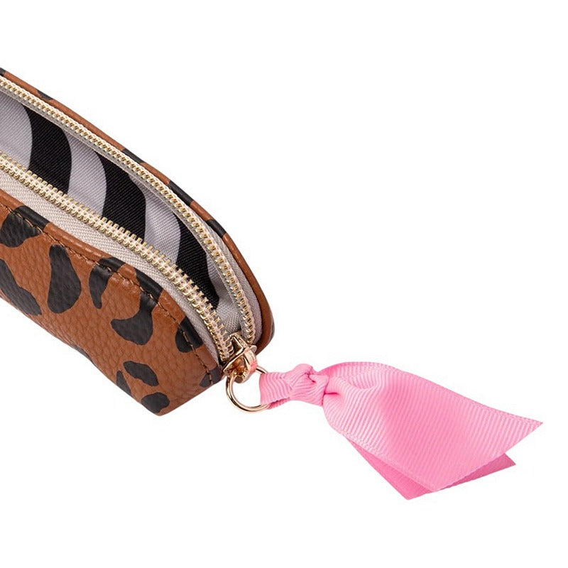 Caroline Gardner Tan Leopard Pencil Case EPC155 open