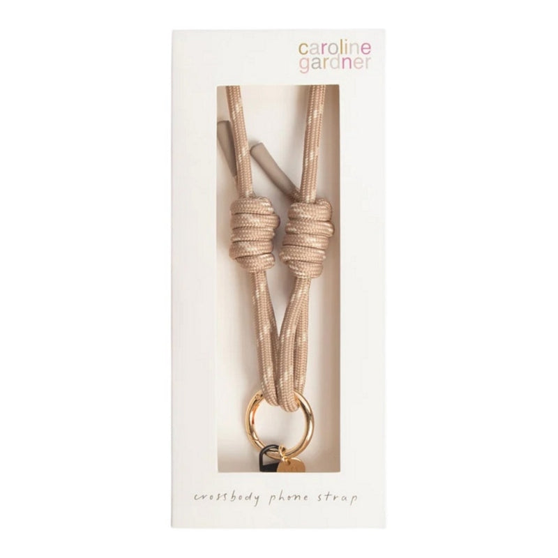 Caroline Gardner Taupe White Cord Crossbody Phone Strap LPS101 boxed