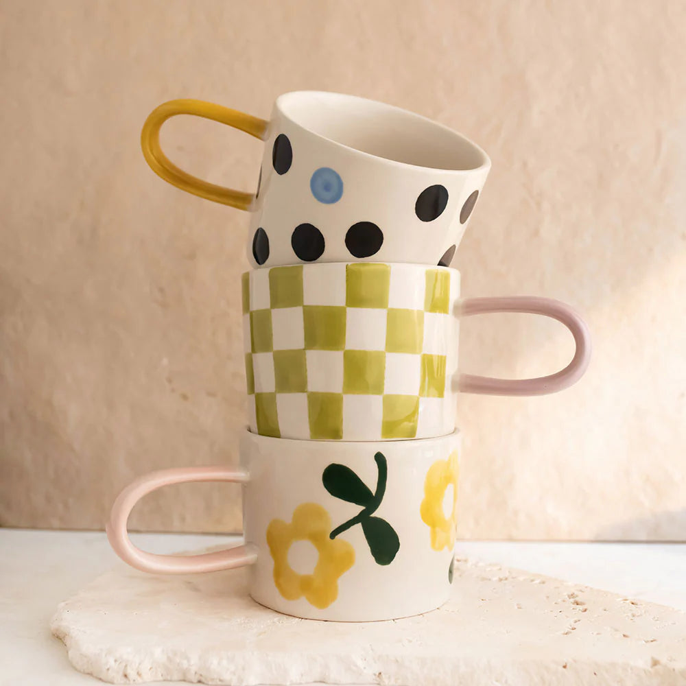 Caroline Gardner Yellow Flower Print Ceramic Mug MGG113 lifestyle