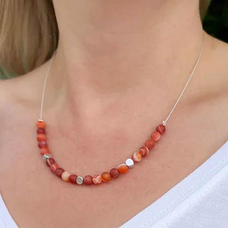 Carrie Elspeth Jewellery Apricot Agate Medley Necklace N1775  on model