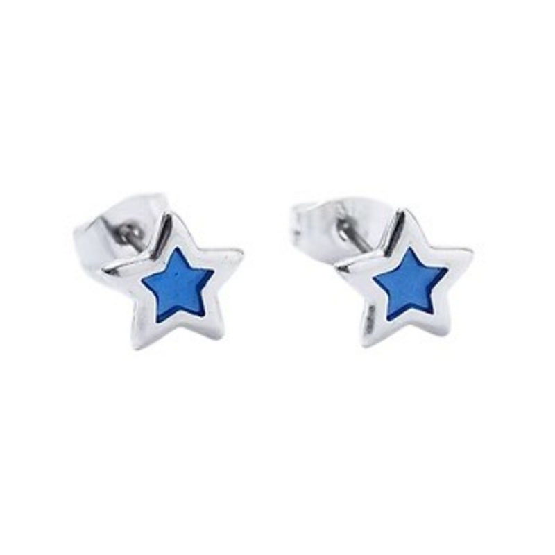 Carrie Elspeth Jewellery ES072 Colbalt Blue Translucent Silver Star Stud Earrings main