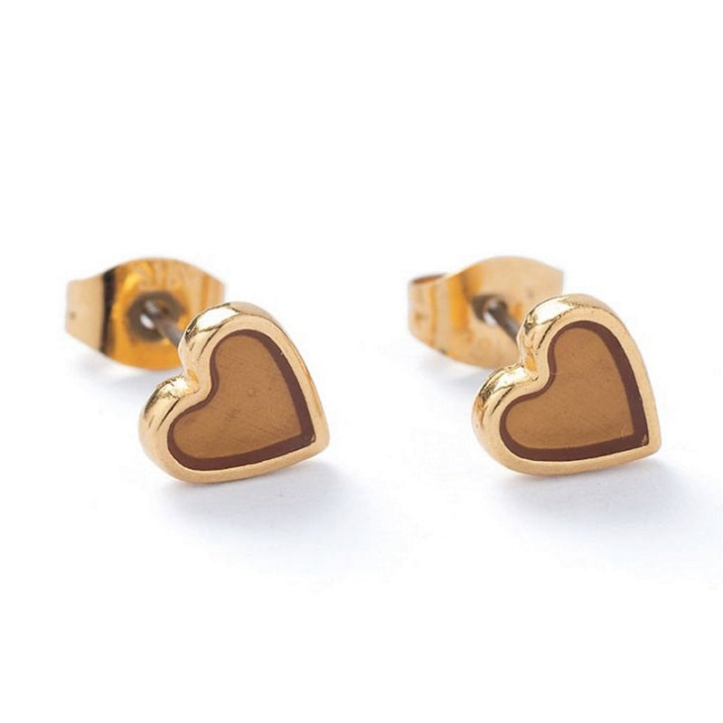 Carrie Elspeth Jewellery Honey Translucent Gold Heart Stud Earrings ES047 main