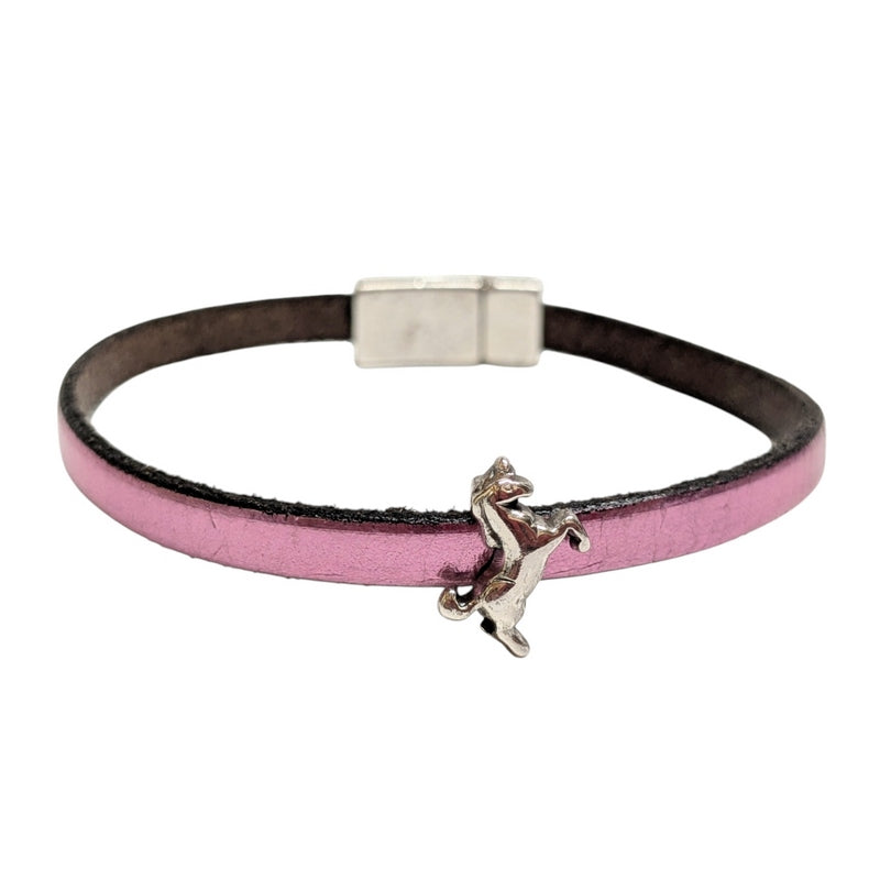 Carrie Elspeth Jewellery Metallic Rose Leather Unicorn Charm Bracelet BL039 front