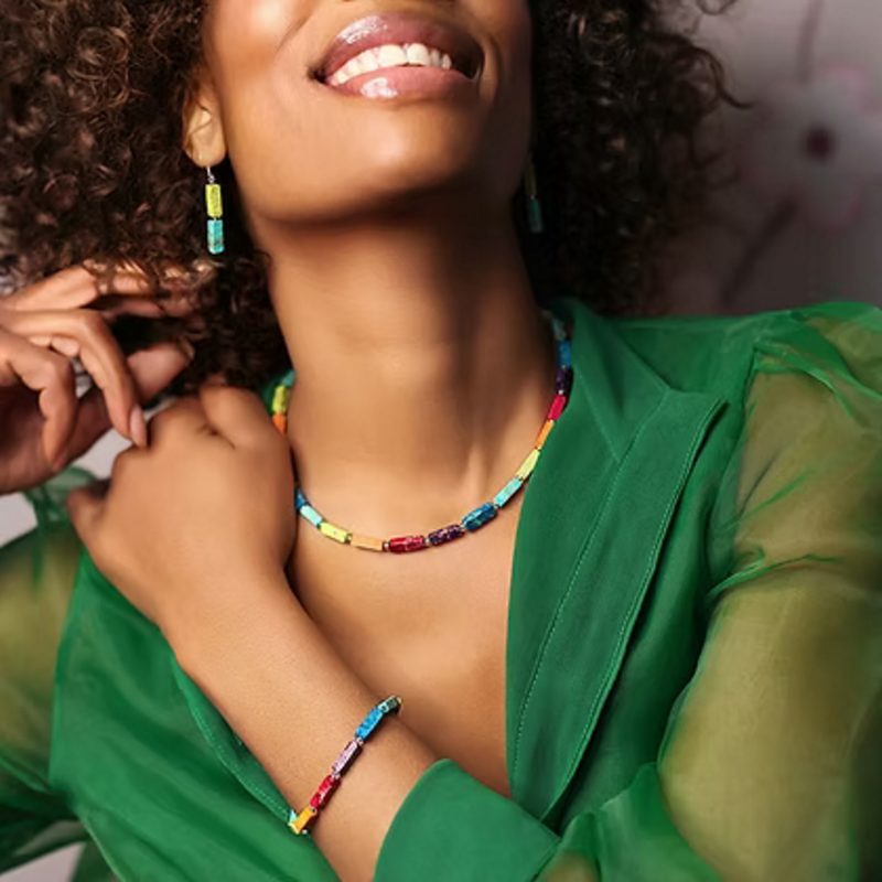Carrie Elspeth Jewellery N1865 Rainbow Jasper Full Necklace model