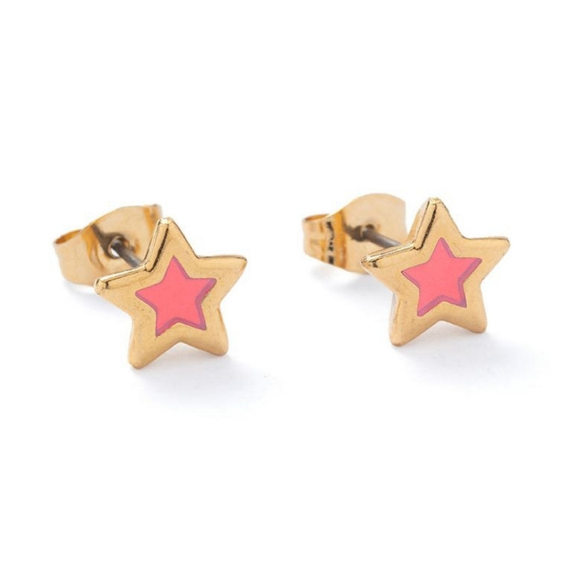 Carrie Elspeth Jewellery Peach Translucent Gold Star Stud Earrings ES055 main