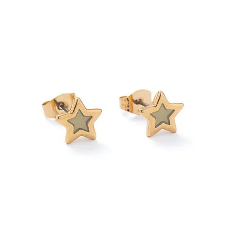 Carrie Elspeth Jewellery Pewter Translucent Gold Star Stud Earrings ES059 main