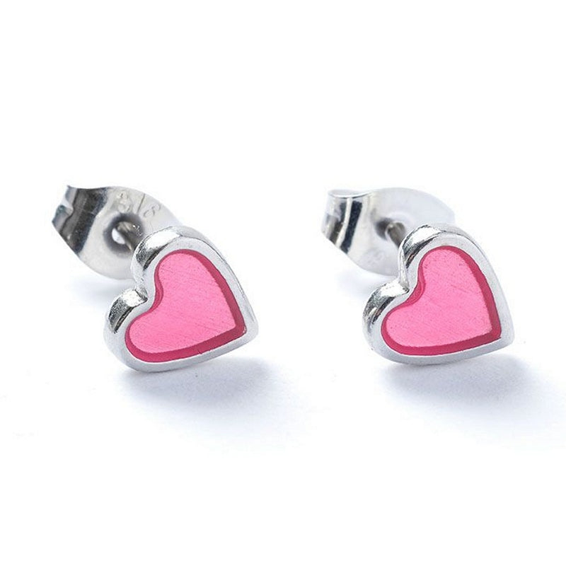 Carrie Elspeth Jewellery Pink Translucent Silver Heart Stud Earrings ES062 main