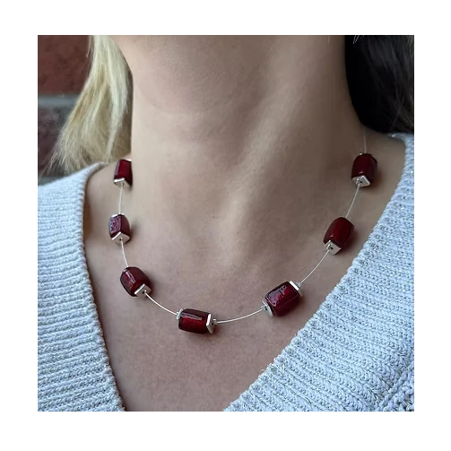 Carrie Elspeth Jewellery Ruby Reflections Necklace N1958 on model