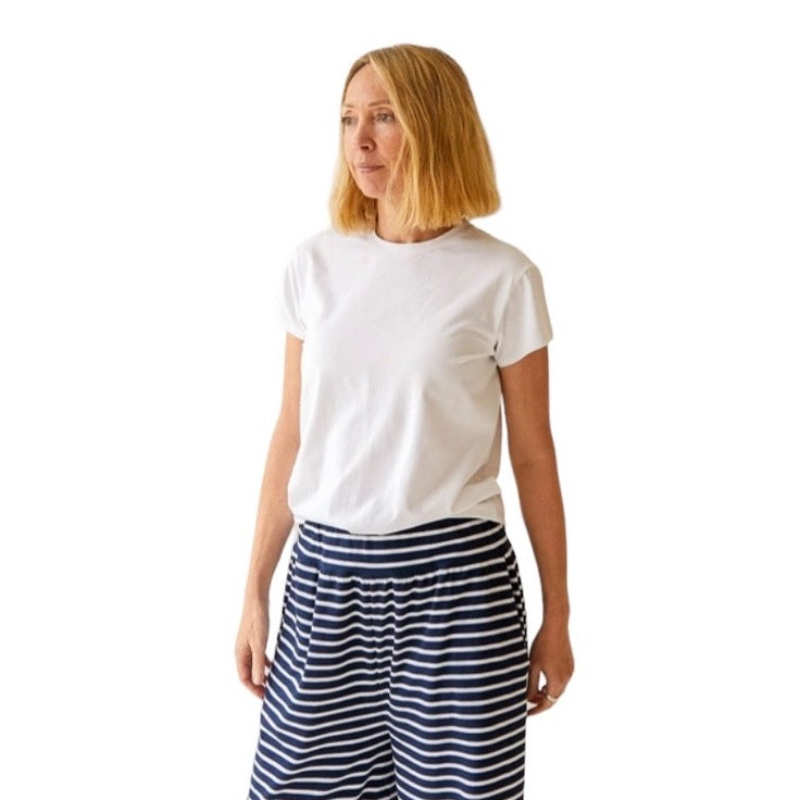 Chalk Clothing Amy Cotton T-Shirt White on model close-up