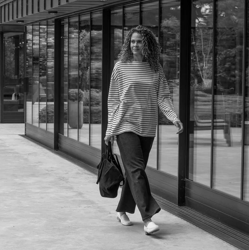 Chalk Clothing Bryony Stripe Top Cream & Navy lifestyle monochrome