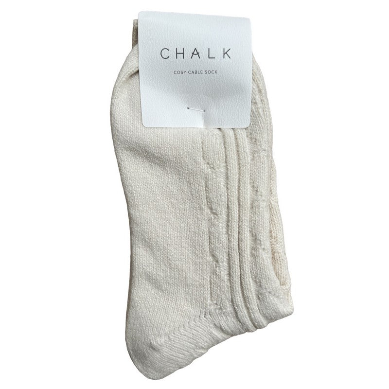 Chalk Clothing Cosy Cable Socks Cream front