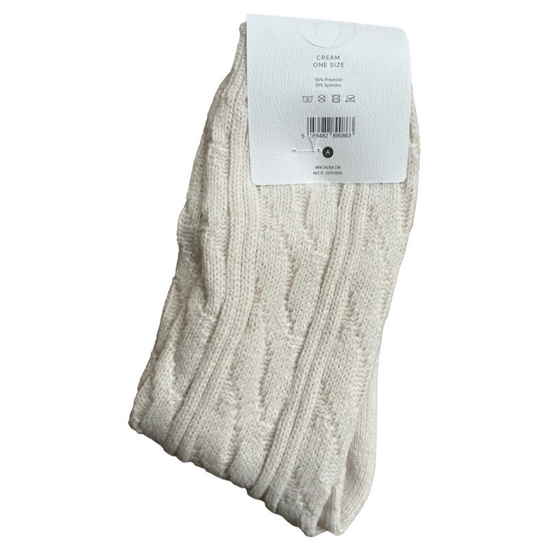 Chalk Clothing Cosy Cable Socks Cream rear